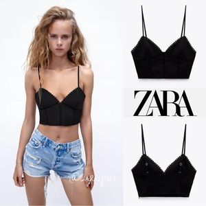 NWT Zara Lace Poplin Top